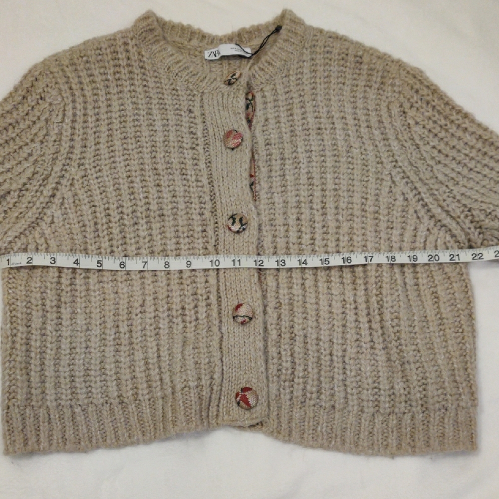 Zara Beige Knit Cardigan - Picture 4 of 14